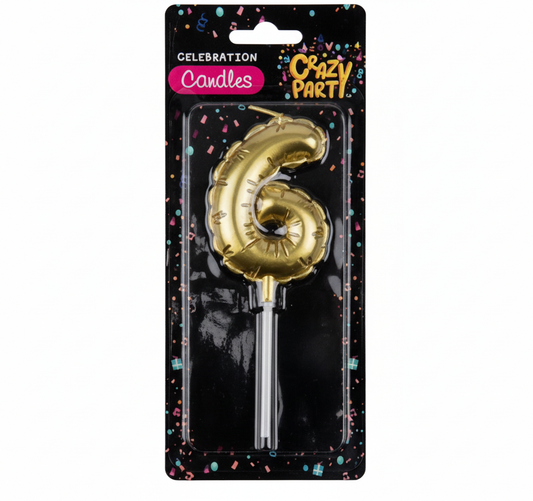 Candle Birthday Balloon Number 6 - Gold - 5 cm