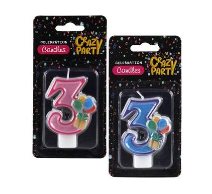 Candles Birthday Single Number 3 - Kiddies
