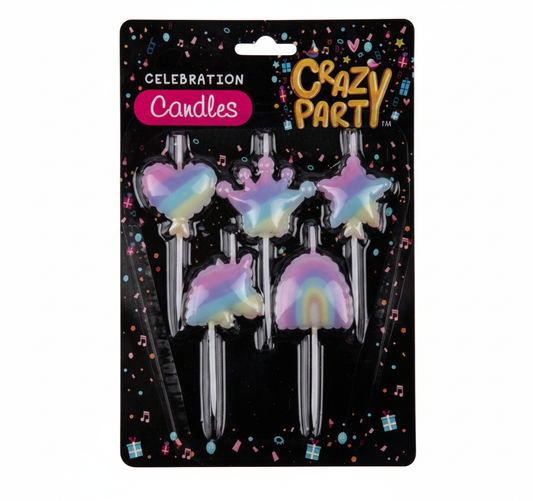 Candle Birthday Shapes Rainbow Assorted - 3 cm