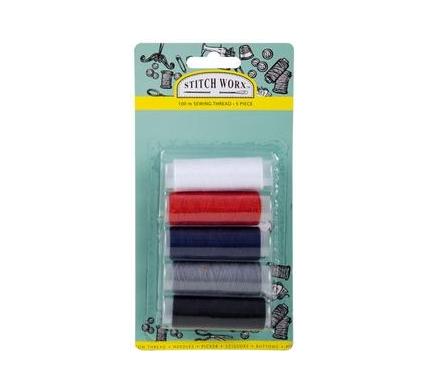 Haberdashery Sewing Thread - 5 Assorted Colors - 100 m Each