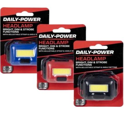 Torch Headlamp Cob 3 Function Uses 3x AAA - Not included