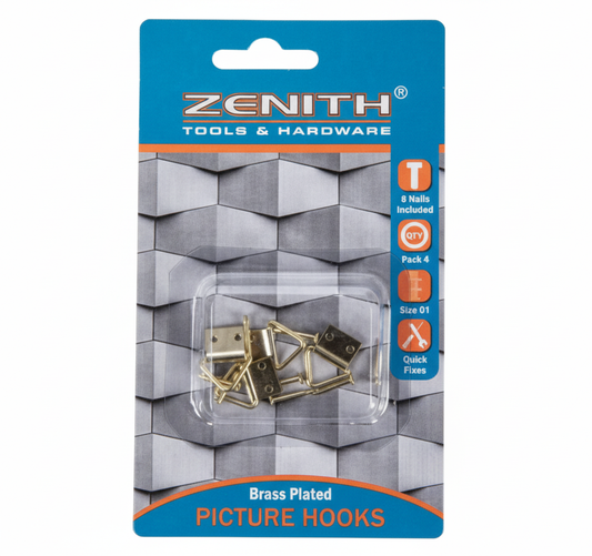 Picture Hook Triangular Brass Plated - 4 Pieces