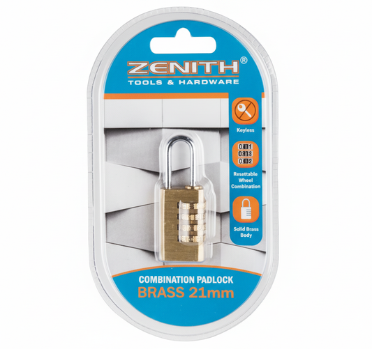 Brass Padlock with Resettable 4 Wheel Combination (21x35 mm)
