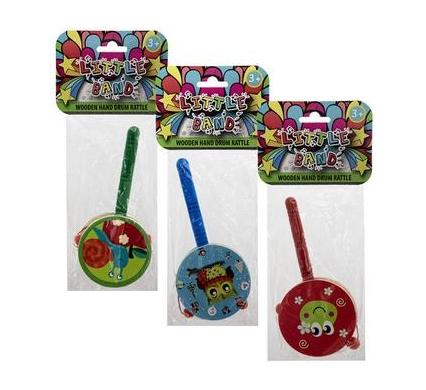 Musical Wooden Hand Drum Rattle - 13 x 17 cm