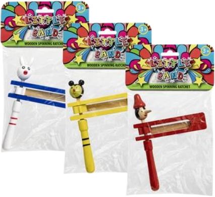 Musical Wood Spinning Ratchet Toy - 15 x 7 cm
