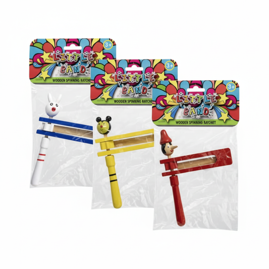 Musical Wood Spinning Ratchet Toy - 15 x 7 cm