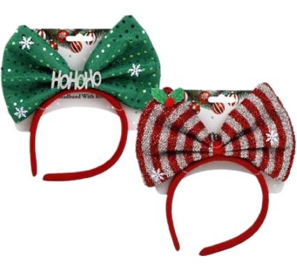 Christmas Dress Up Headband with Bow - Assorted