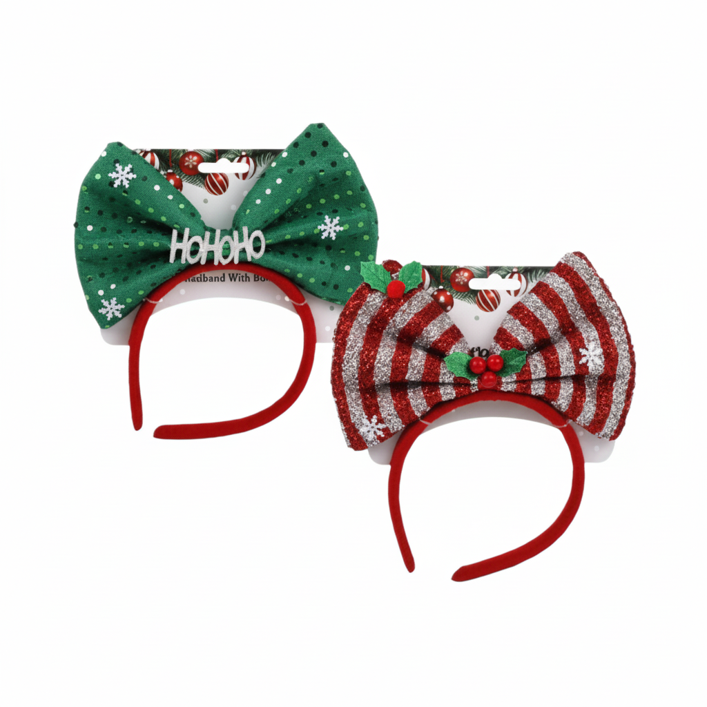 Christmas Dress Up Headband with Bow - Assorted