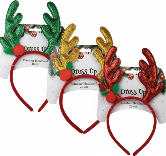 Christmas Dress Up Headband - Reindeer - 26cm - Various Colors