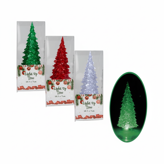 Christmas Table Decor Light-Up Tree - 18.5 x 7 cm - Various Colors