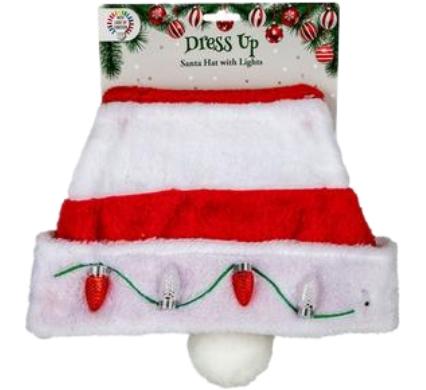 Christmas Dress Up Santa Hat Flash Light Battery Operated