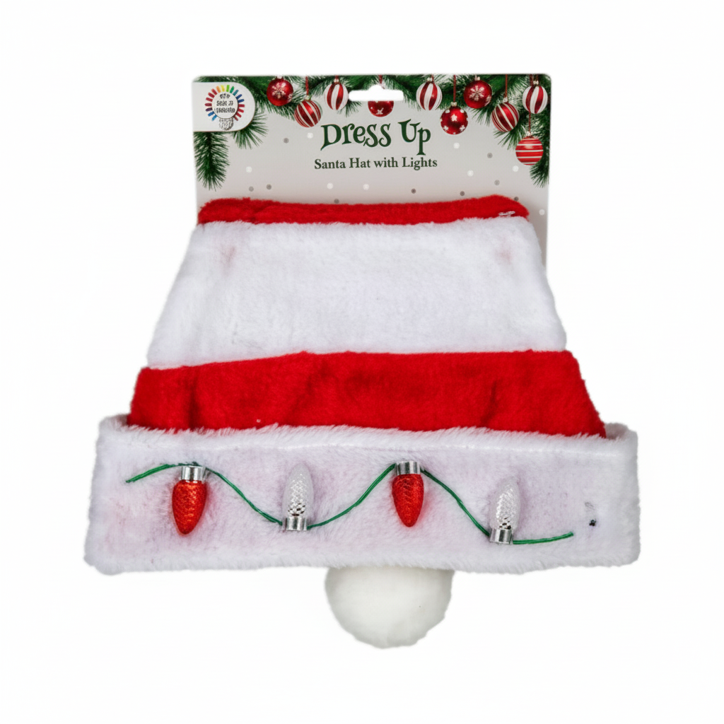 Christmas Dress Up Santa Hat with Battery Operated Flash Light