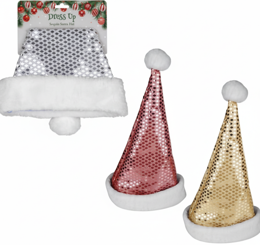 Sequin Christmas Dress Up Santa Hat - Assorted