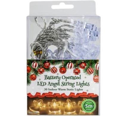 Christmas Lights Angel Battery Operated - 30 LED - 5m - Warm