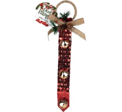 Christmas Room Door Hanger with 3 Bells - 12x4 cm