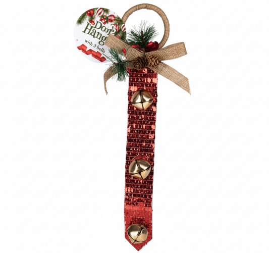 Christmas Room Door Hanger with 3 Bells - 12x4 cm