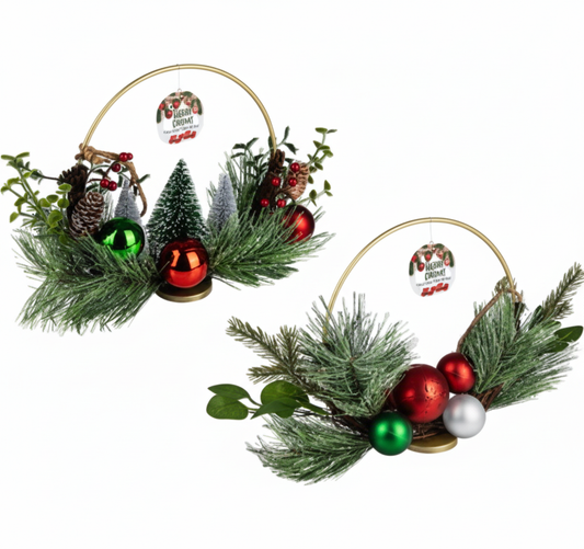 Christmas Table Decor Pine Centerpiece - 30 cm - Assorted Designs