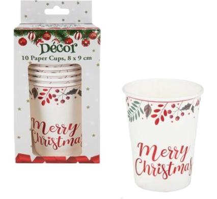 Christmas Table Decor Paper Cups 8x9cm