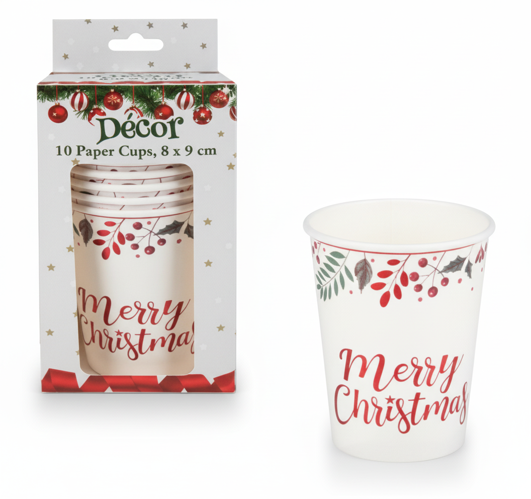 Paper Cups with Christmas Table Decor (8x9 cm)