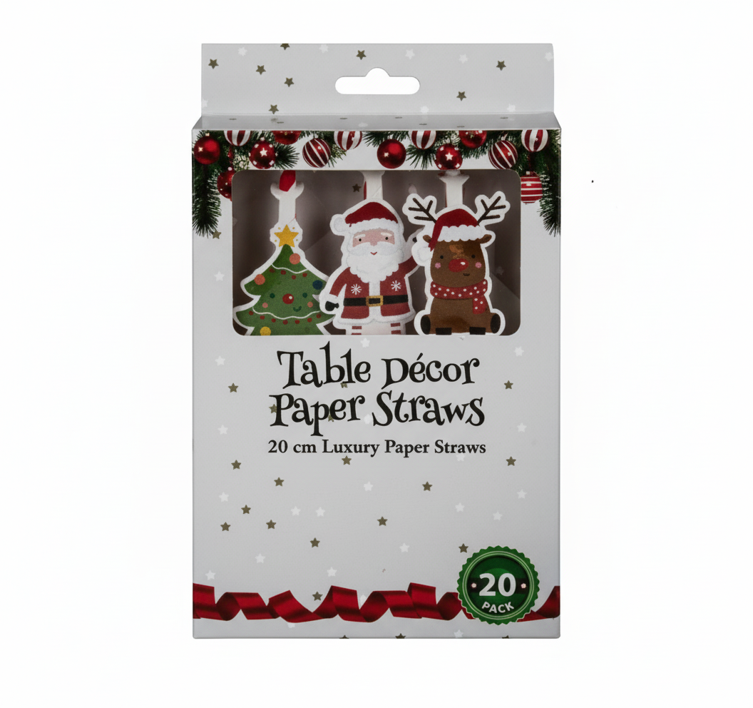 Paper Straws with Christmas Table Decor (20 cm, 20pc)