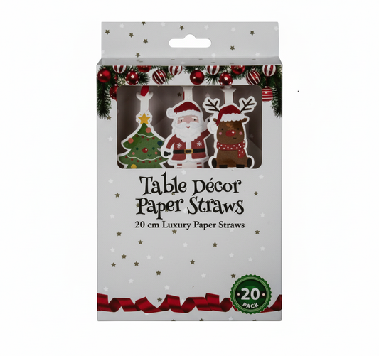 Christmas Table Decor Paper Straws 20pc 20cm