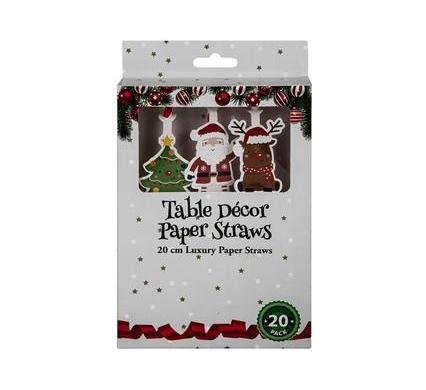 Christmas Table Decor Paper Straws 20pc 20cm