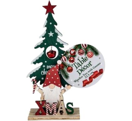 Christmas Table Decor Wooden Tree With Gonk