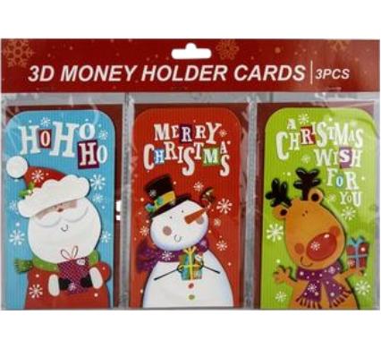 Christmas Cards Money With Enevlople 3pc