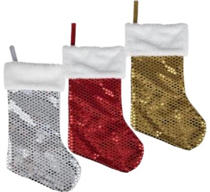 Christmas Stockings Sequins Assorted 40cm