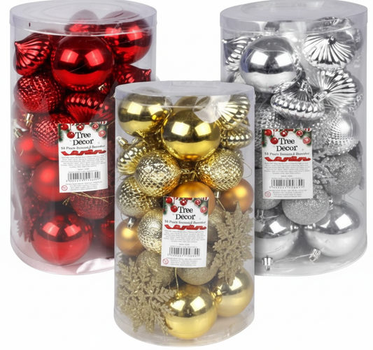 Christmas Tree Decoration Balls and Snowflakes - 40 Pieces - Various Colors