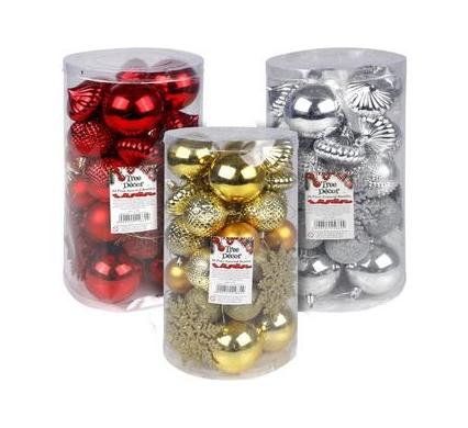 Christmas Tree Decoration Balls and Snowflakes - 40 Pieces