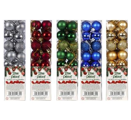 Christmas Tree Decoration Balls - Polished - 32 Pieces - 25 mm
