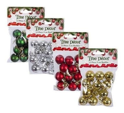 Christmas Tree Decoration Balls - 12 Pieces - 3 cm