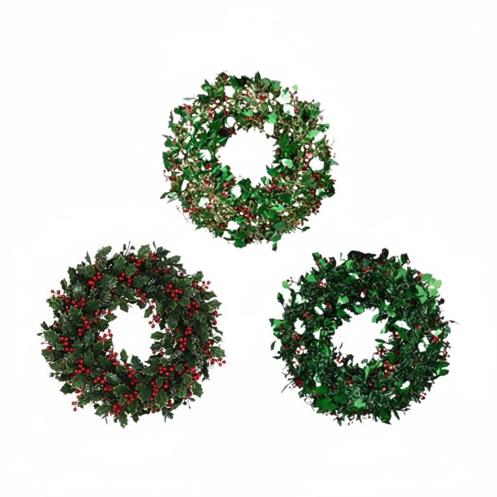 Tinsel Christmas Wreath in Various Colours (47 cm)