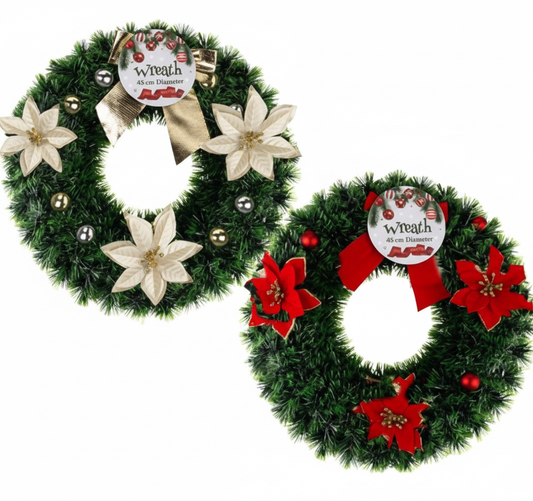 Christmas Tinsel Wreath (48 cm) - Assorted