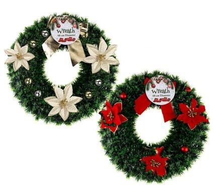 Christmas Wreath Tinsel - 48 cm - Assorted