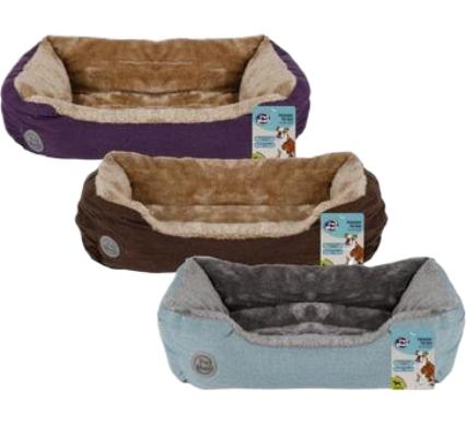 Rectangle Pet Bed with Faux Fur - Large - 70cm x 50cm x 18cm