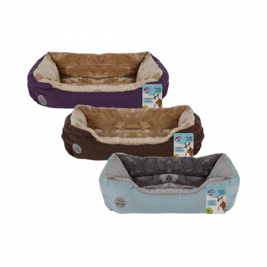 Large Rectangle Pet Bed with Faux Fur (70 cm x 50 cm x 18 cm) in Various Colours