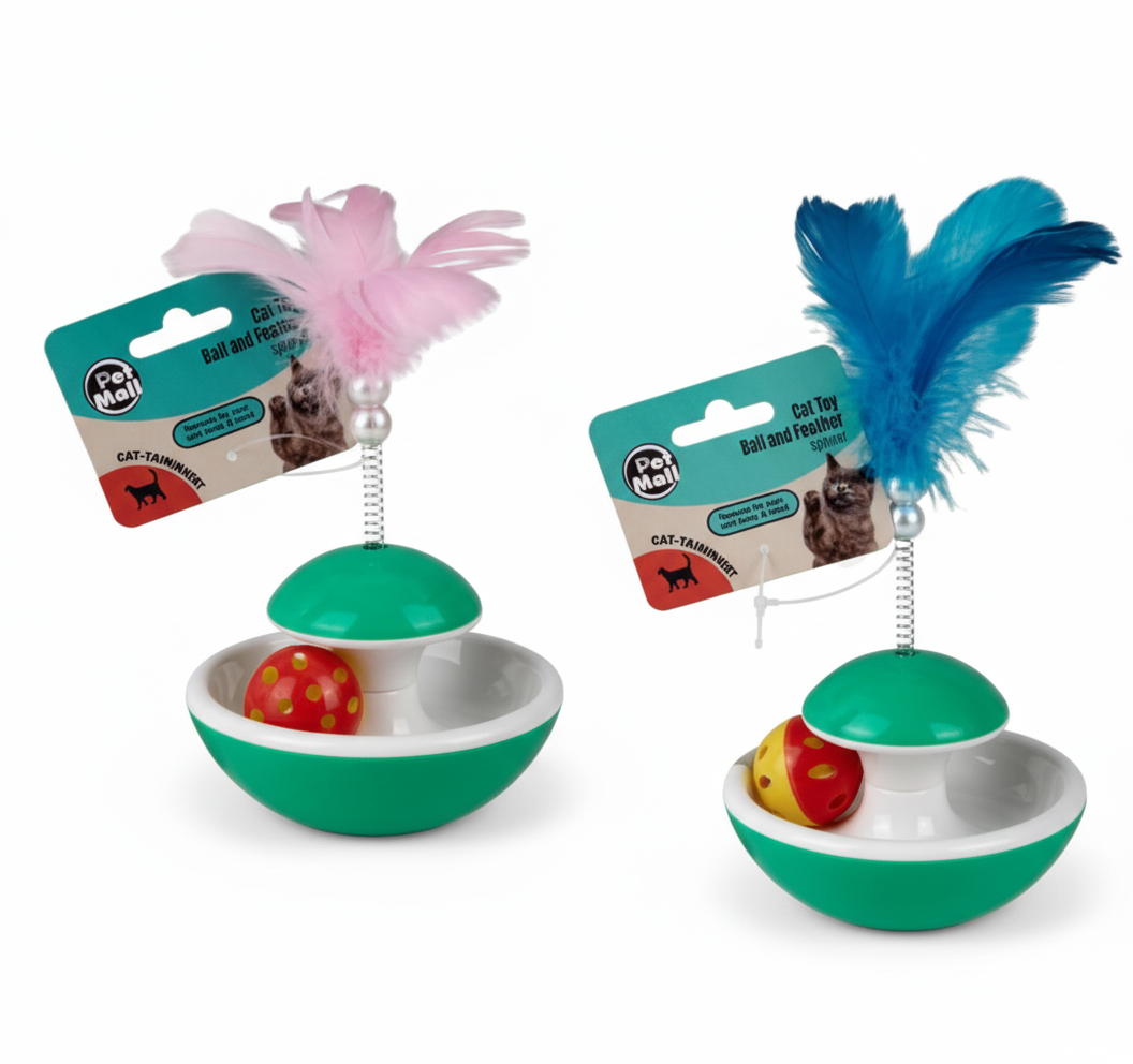 Pet Cat Toy With Ball And Feather Assorted