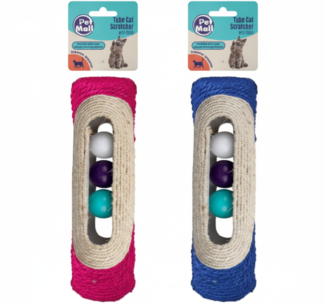 Pet Cat Scratch Toy Tube with Ball - 28 cm