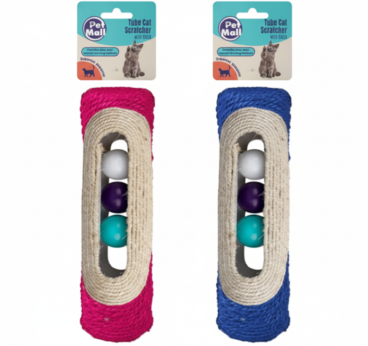Pet Cat Scratch Toy Tube with Ball - 28 cm