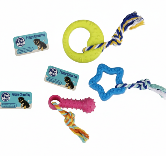 Pet Toy for Puppy - Thermoplastic Rubber with Rope - Assorted