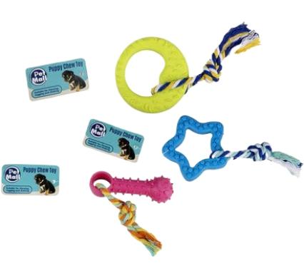 Pet Toy for Puppy - Thermoplastic Rubber with Rope - Assorted