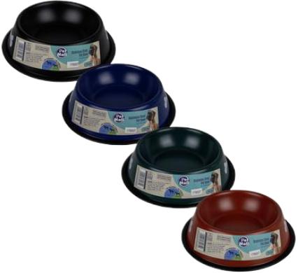 Pet Dog Bowl - Stainless Steel - Dark Colours - 15 cm