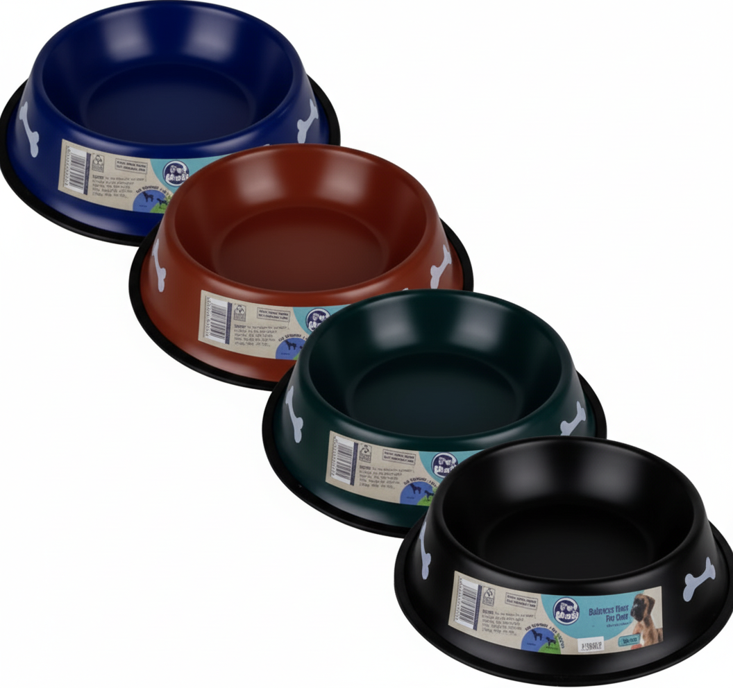 Stainless Steel Pet Dog Bowl in Dark Colours (22 cm)