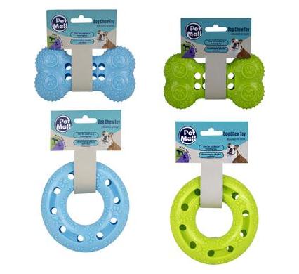 Pet Dog Toy Bone or Ring - Thermoplastic Rubber - For Treats