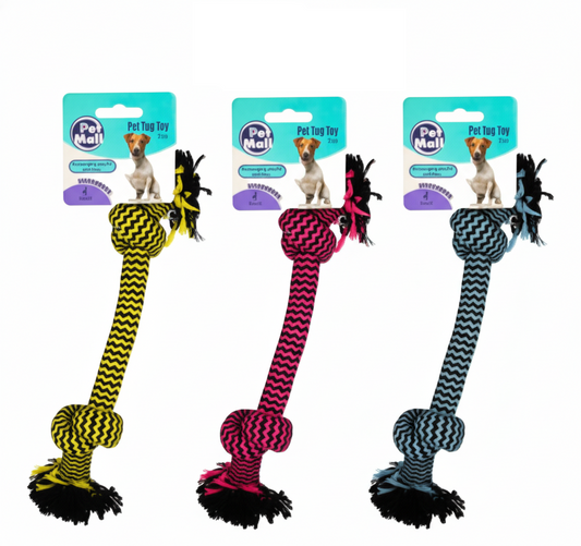 Pet Dog Tug Toy String with Double Knot (25 cm) - Various Colours