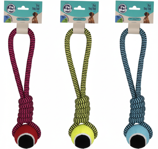 Pet Dog Tug Toy with String and Tennis Ball (31 cm)
