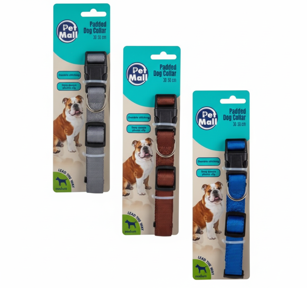 Pet Dog Collar with Double Layer, Medium (30-50 cm) - Various Colours