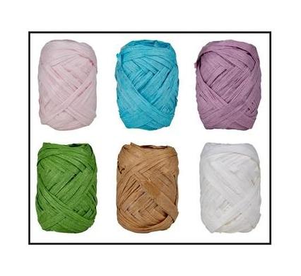 Raffia Paper Assorted Colors - 5 mm x 10 m - 6 Pieces